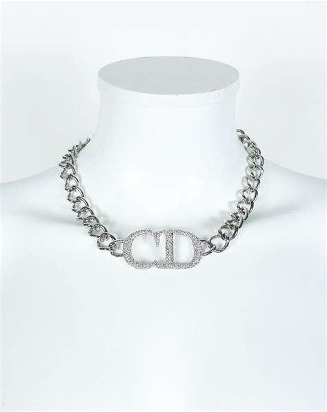 dior silver necklace d chain|christian Dior necklace chain.